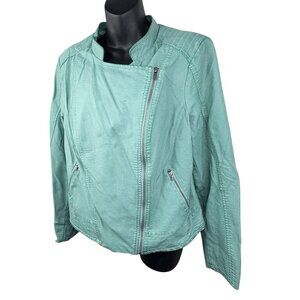 Coquette Girl Moto Reptile Faux Leather Jacket Bomber Sea Foam Green Women’s 1X